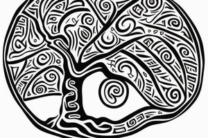 A tree of live with taino Symbols in the color of the 4 elements for my lower back tattoo idea