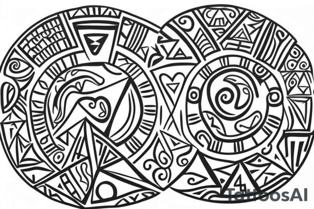 A tree of live with taino Symbols in the color of the 4 elements for my lower back tattoo idea