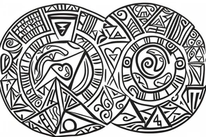 A tree of live with taino Symbols in the color of the 4 elements for my lower back tattoo idea