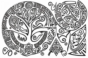 A tree of live with taino Symbols in the color of the 4 elements for my lower back tattoo idea
