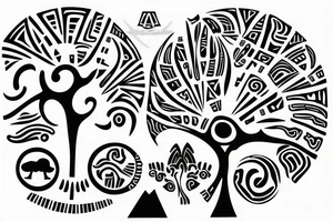 A tree of live with taino Symbols in the color of the 4 elements for my lower back tattoo idea