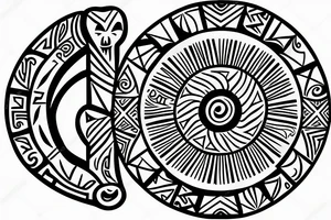 A sun with taino Symbols in the color of the 4 elements for my lower back tattoo idea