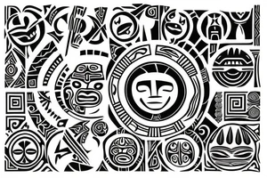 A sun with taino Symbols in the color of the 4 elements for my lower back tattoo idea