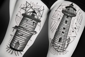 Lighthouse surrounded by darkness and incorporate the 3 dark triads tattoo idea