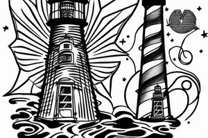 Lighthouse surrounded by darkness and incorporate the 3 dark triads tattoo idea