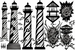 Lighthouse surrounded by darkness and incorporate the 3 dark triads tattoo idea