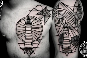 Lighthouse surrounded by darkness and incorporate the 3 dark triads tattoo idea