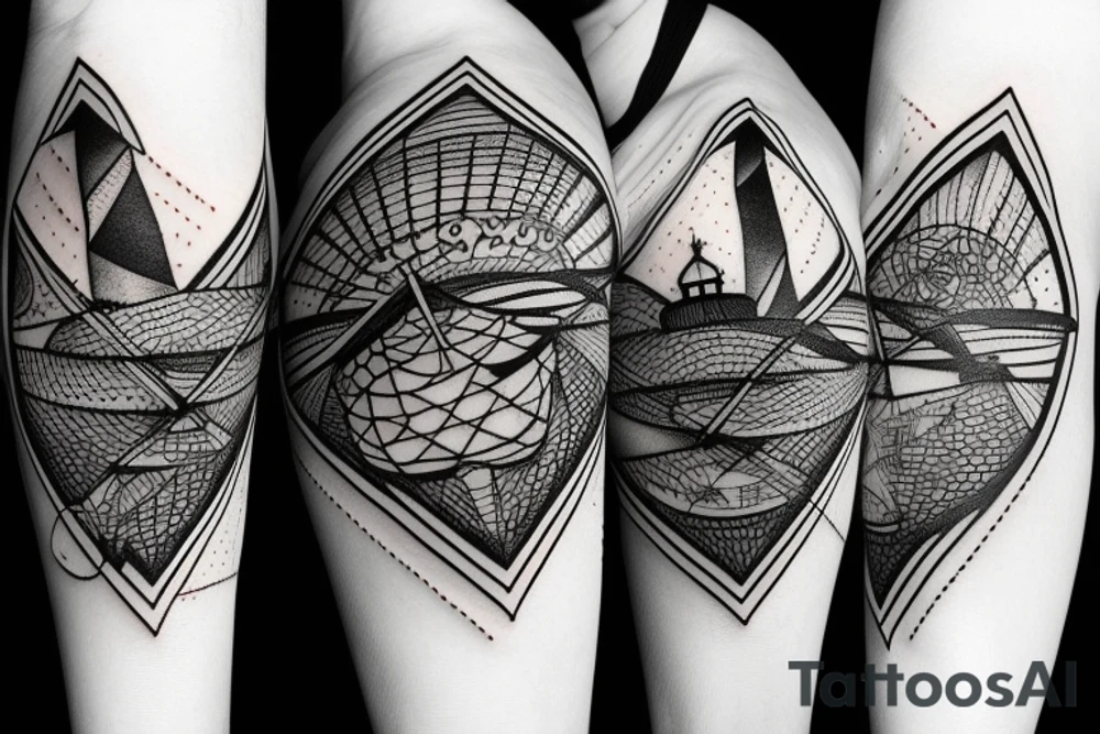 Lighthouse surrounded by darkness and incorporate the 3 dark triads tattoo idea