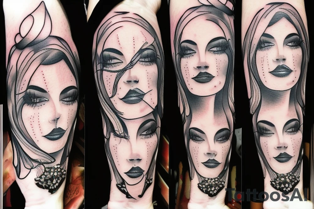A pierced woman tattoo idea