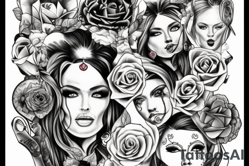 A pierced woman tattoo idea