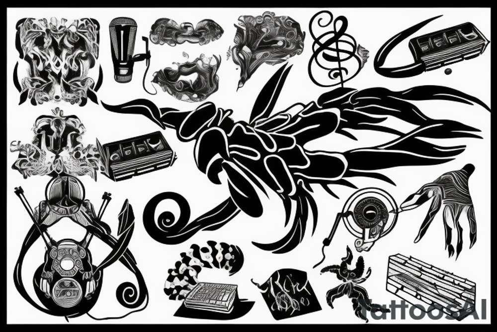 Scorpio with something related to music or djing tattoo idea