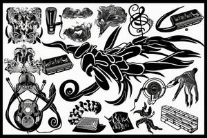 Scorpio with something related to music or djing tattoo idea