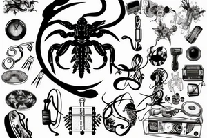 Scorpio with something related to music or djing tattoo idea