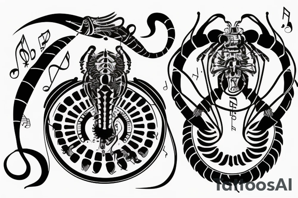 Scorpio with something related to music or djing tattoo idea