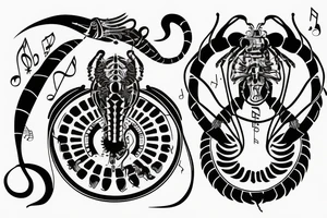 Scorpio with something related to music or djing tattoo idea