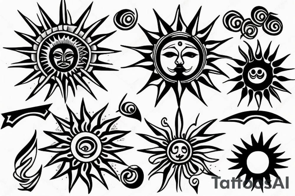 fiery sun tattoo idea