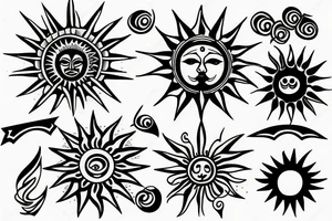 fiery sun tattoo idea