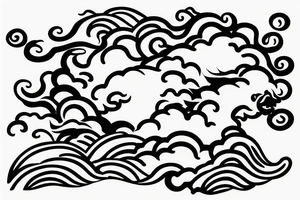 Japanese dragon with wave and cloud for background tattoo idea