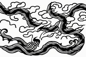 Japanese dragon with wave and cloud for background tattoo idea