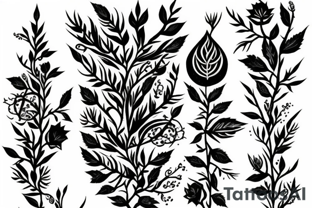 Thorns turning into wildlowers tattoo idea