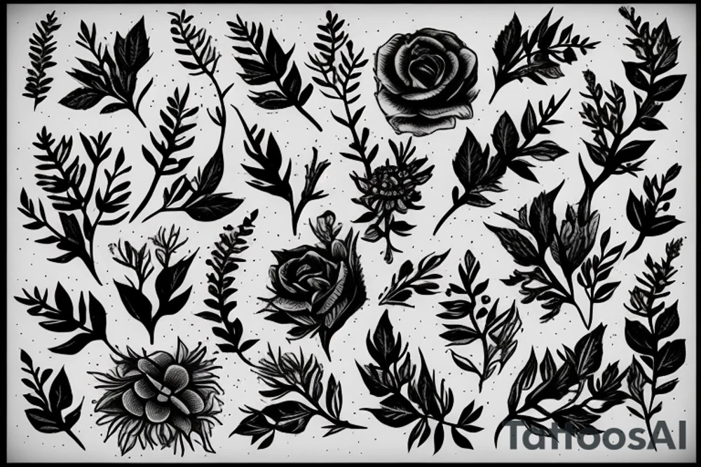Thorns turning into wildlowers tattoo idea
