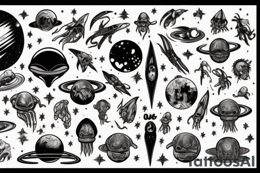 Alien in space tattoo idea