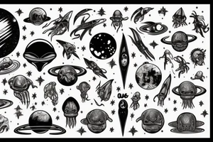 Alien in space tattoo idea