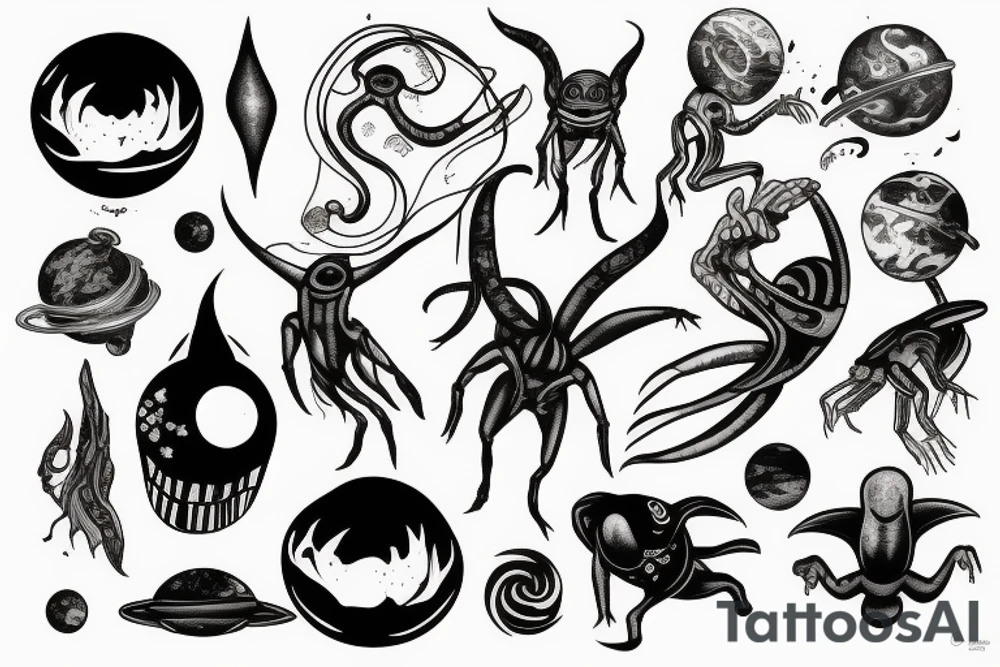 Alien in space tattoo idea