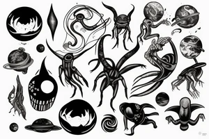 Alien in space tattoo idea