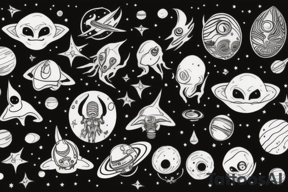 Alien in space tattoo idea