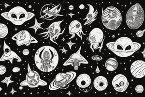 Alien in space tattoo idea