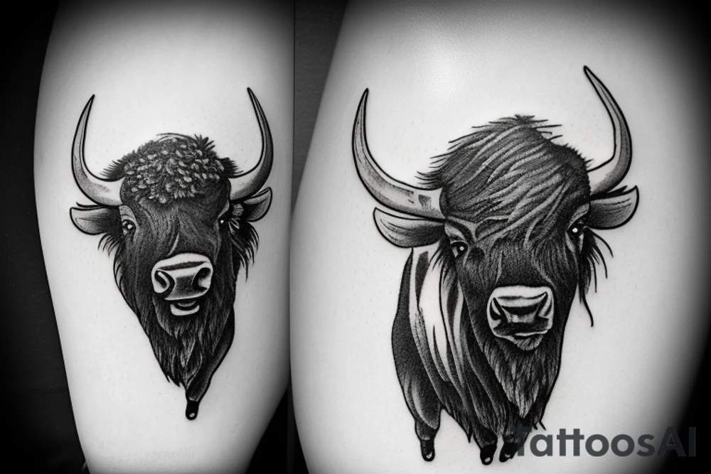 A bison playing a banjo tattoo idea