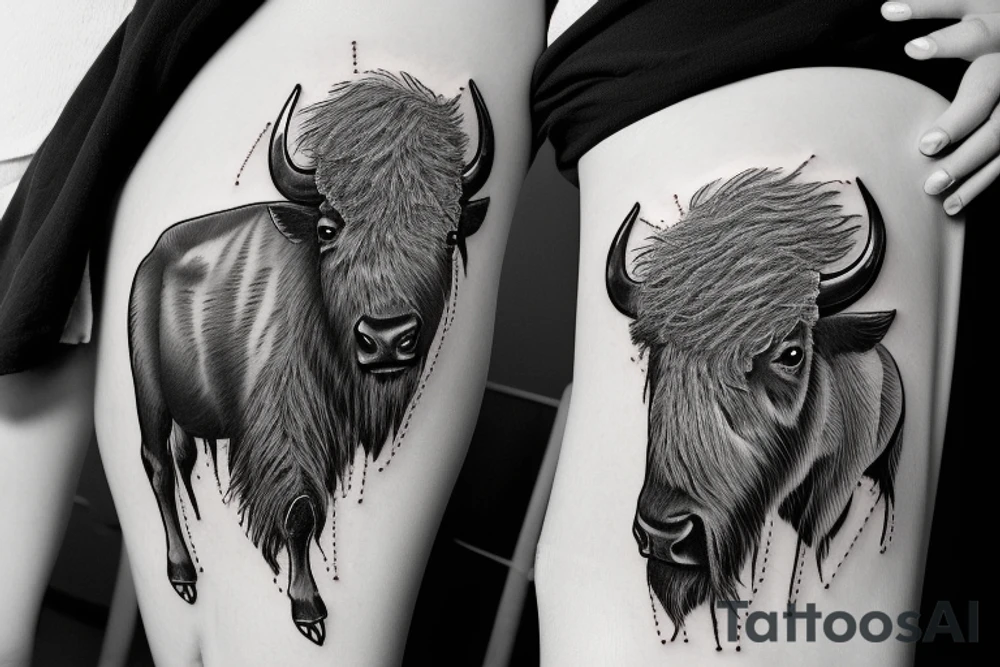 A bison playing a banjo tattoo idea