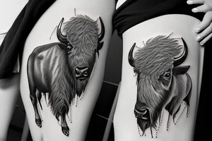 A bison playing a banjo tattoo idea