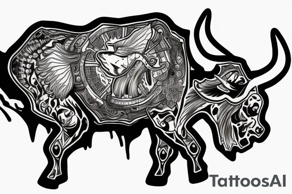 Buffalo riding a bike tattoo idea