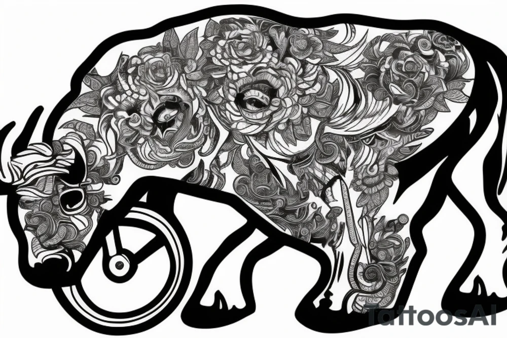 Buffalo riding a bike tattoo idea