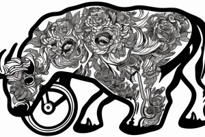 Buffalo riding a bike tattoo idea