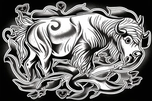 Buffalo riding a bike tattoo idea