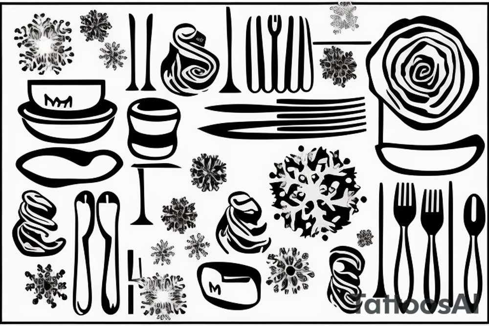 eating snowflakes with plastic forks tattoo idea