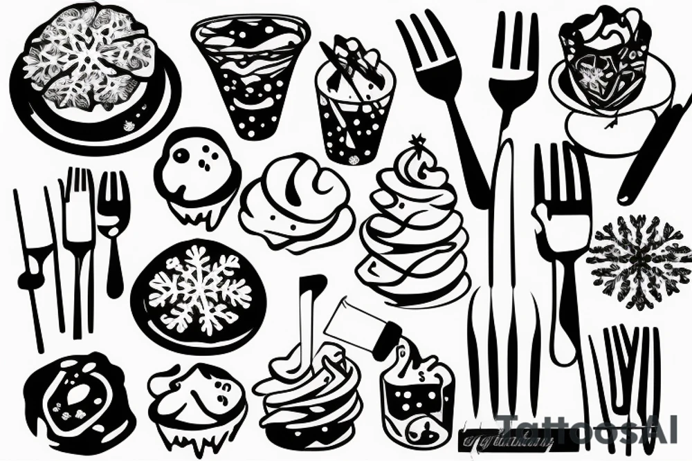 eating snowflakes with plastic forks tattoo idea