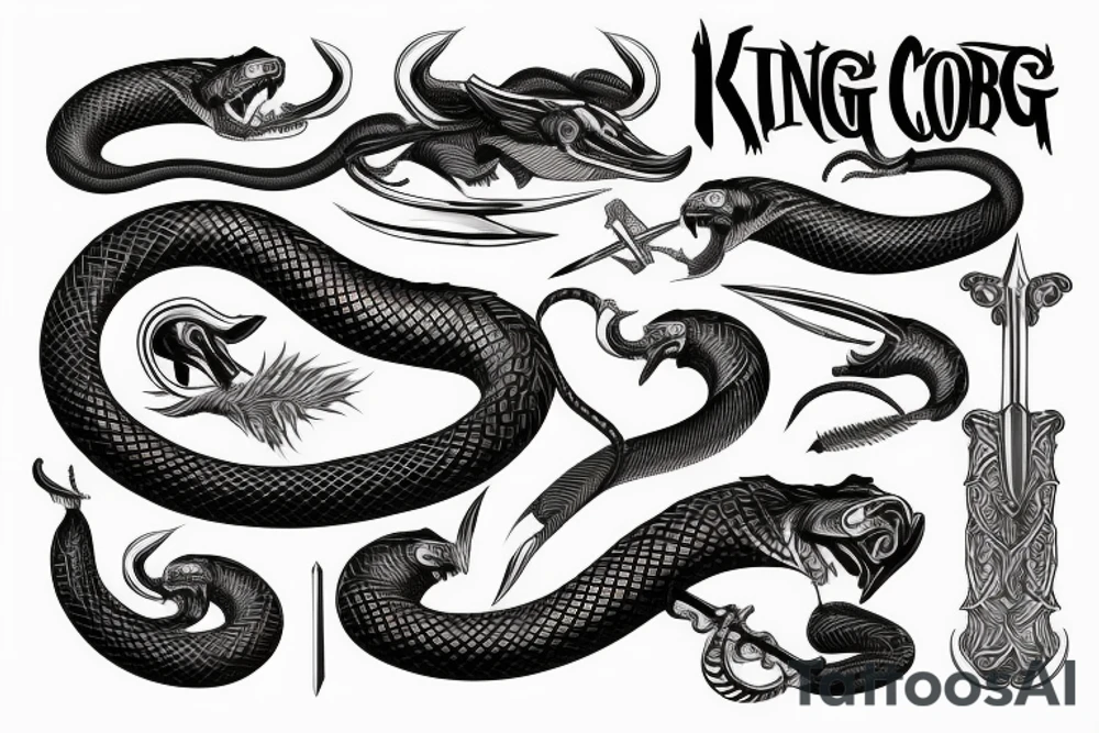 King cobra wrapping around sword tattoo idea