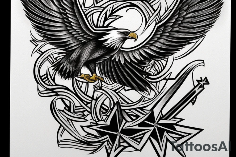 eagle with a cross, designs that represent people who i have lost in life tattoo idea