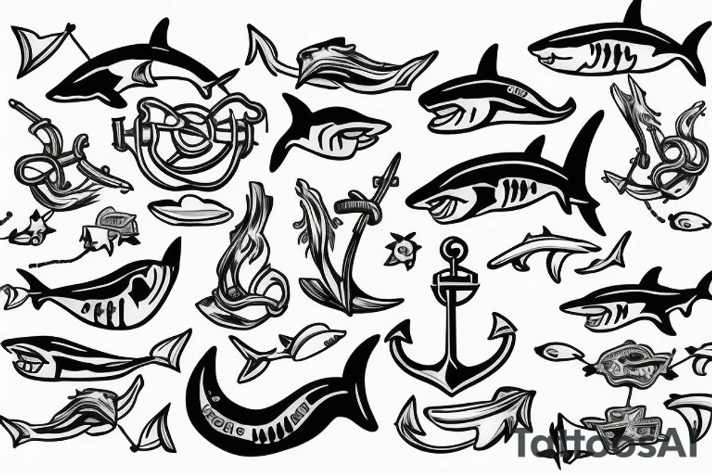Shark with anchor tattoo idea