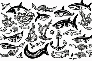 Shark with anchor tattoo idea