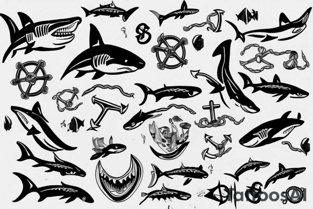 Shark with anchor tattoo idea
