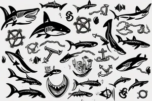 Shark with anchor tattoo idea