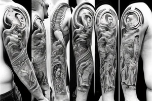 Greek God, greek mythology sleeve tattoo tattoo idea