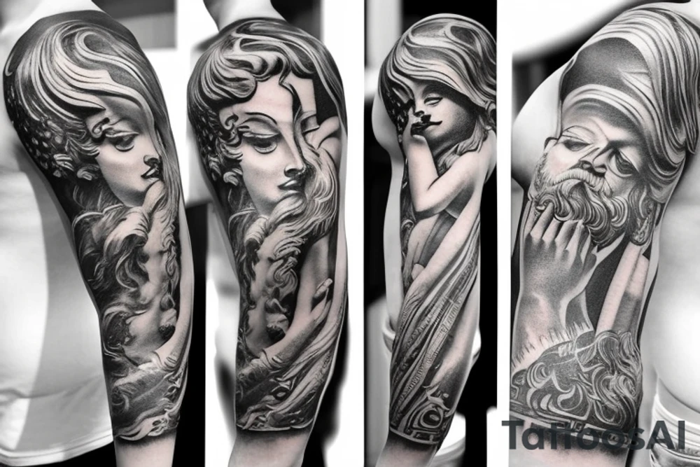 Greek God, greek mythology sleeve tattoo tattoo idea