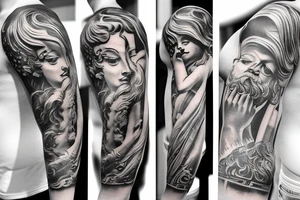 Greek God, greek mythology sleeve tattoo tattoo idea