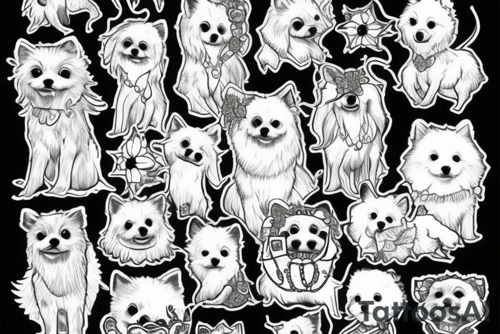 white pomeranian tattoo idea
